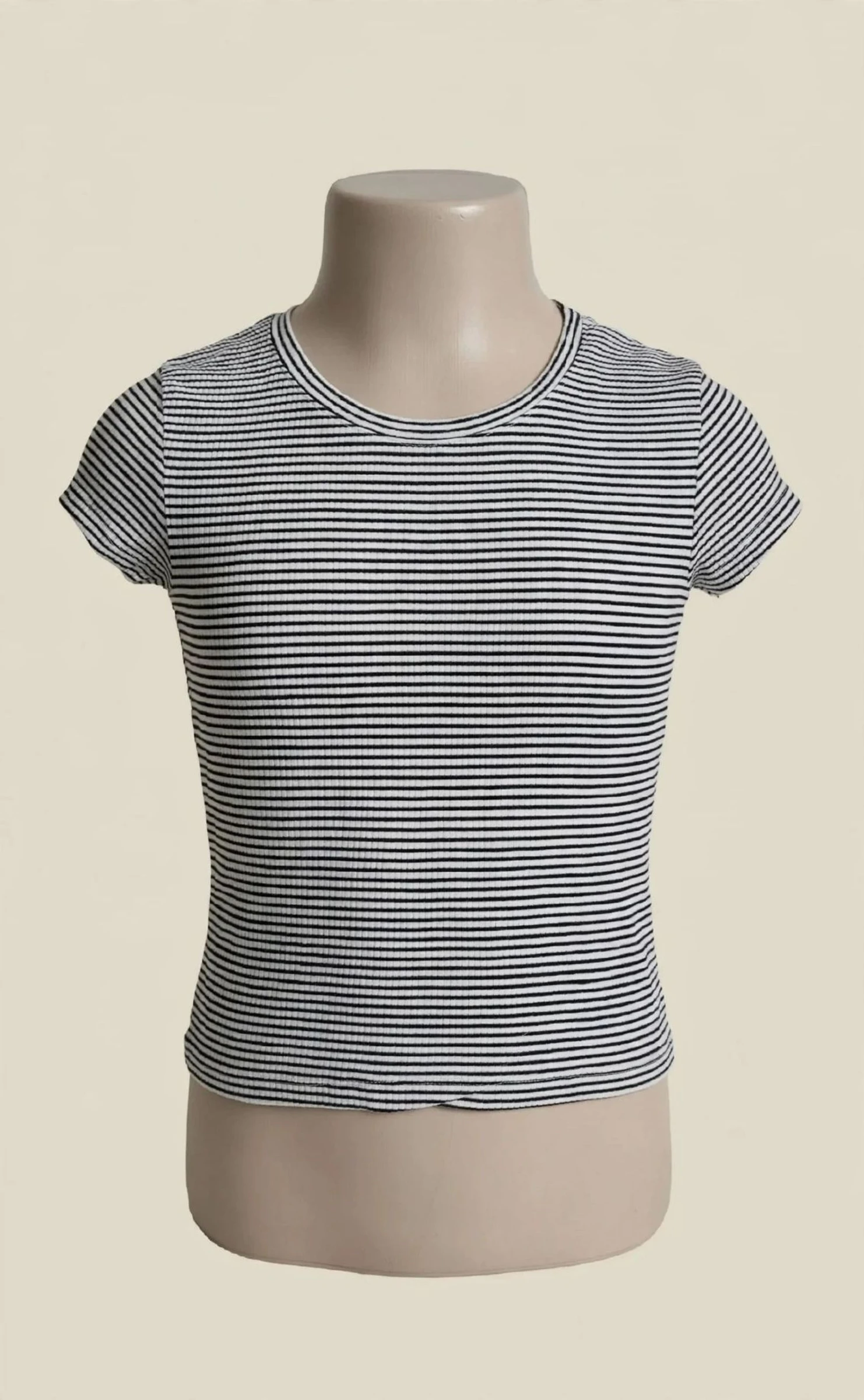 T-shirt court rayé noir et blanc fille 10 ans
